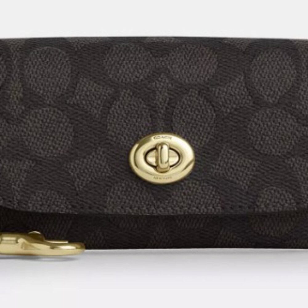 Coach Sunglass Case In Black Signature Canvas - Picture 2 of 4
